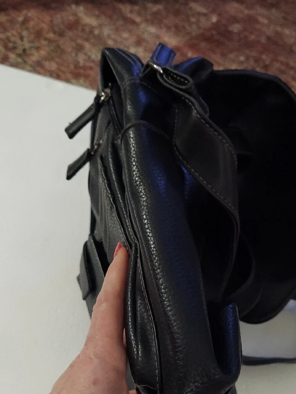 Vintage totes Black Leather Messenger Bag for Men/Womem with Adjustable Strap